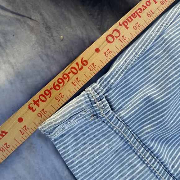 Vintage 70's Oshkosh B'Gosh Hickory Striped Railroad Denim Overalls Bibs Sz XL - Picture 3 of 13